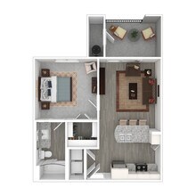 1 Bed 1 Bath 727 SF (608 Net) 2095 floor plan